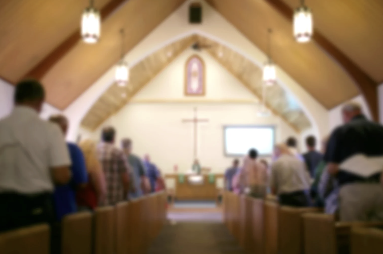 Church interior prepared for community programming